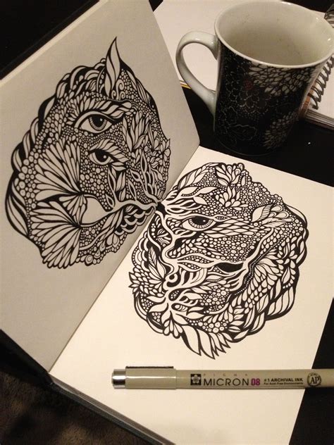 Using Sakura Micron pens to adorn my pages for Sketch Club. Zentangle Drawings, Zentangles ...