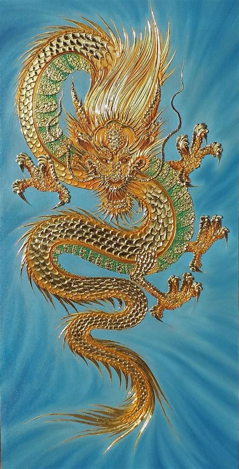 Dragon Canvas Art - Thailand Paintings For Sale Online | Royal Thai Art | Chinese dragon art ...