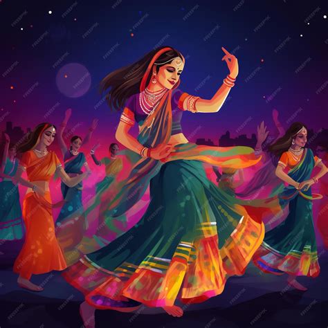 Premium Photo | Dandiya night celebration on navratri