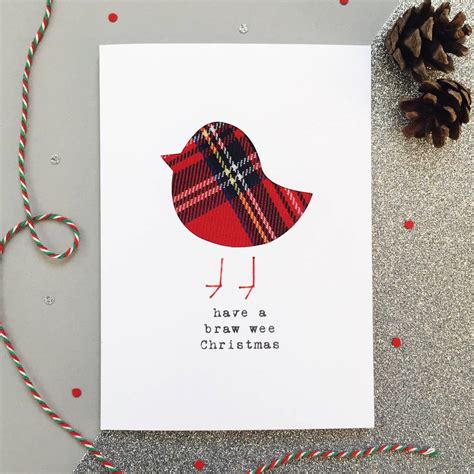 Cute Tartan Robin Scottish Christmas Card By Hiya Pal! | notonthehighstreet.com