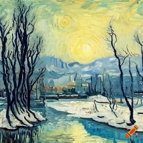 Winter landscape painting by vincent van gogh