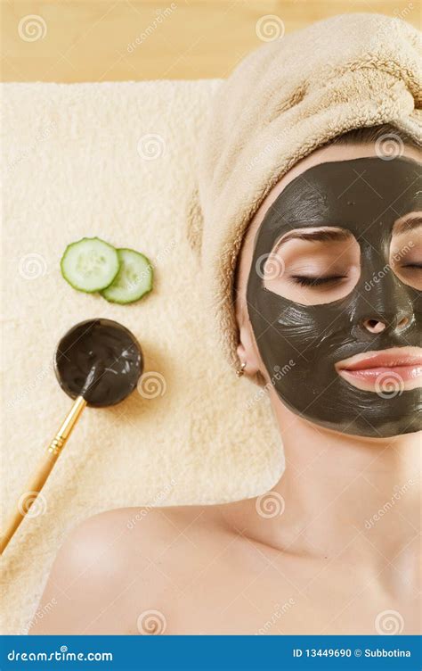 Mud Mask on the face.Spa. stock photo. Image of attractive - 13449690