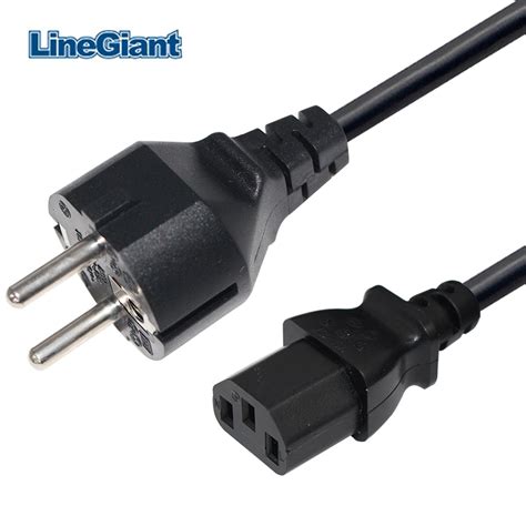 Supply Plug Cable European Standard AC C13 220V 3 Round Pin Computer ...