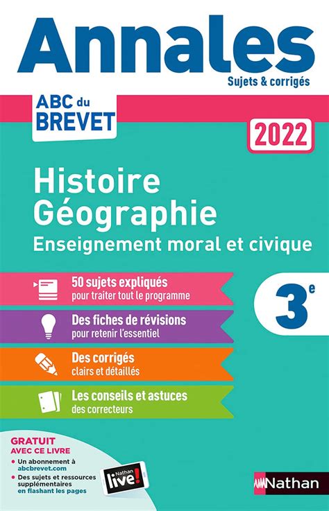 Buy Annales Brevet 2022 - Histoire Géographie Enseignement Moral et Civique - Corrigé: Sujets et ...