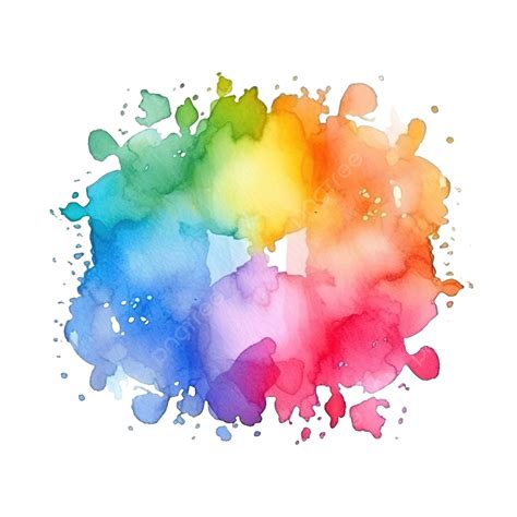 Rainbow Colors Watercolor Paint Stains, Splattered, Paper, Pastel PNG ...