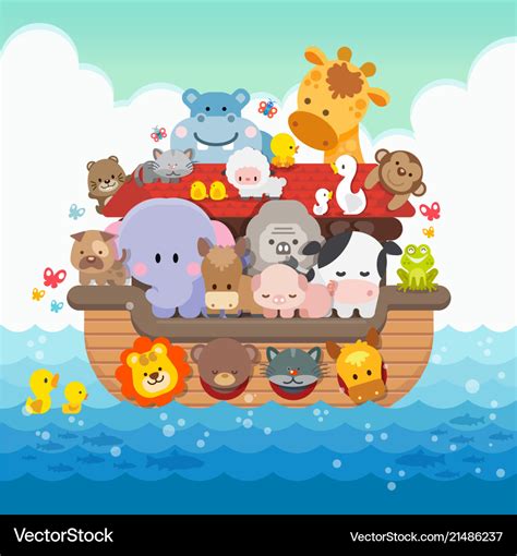 Noah ark cartoon Royalty Free Vector Image - VectorStock