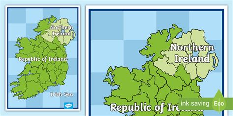 Printable Map of Ireland - Irish Map - Display Resource