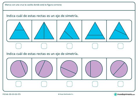 Ficha de eje de simetría en triángulos para primaria - Mundo Primaria