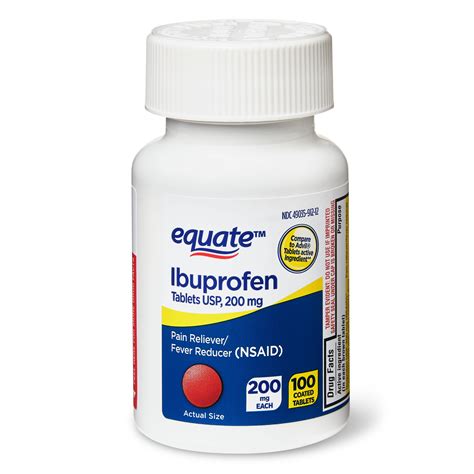 Buy Equate Ibuprofen Pain Reliever/Fever Reducer Coated Tablets, 200mg, 100 Count Online at ...