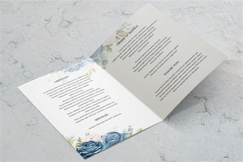 Floral Funeral Program Template Ms Word & Ms Publisher - Etsy