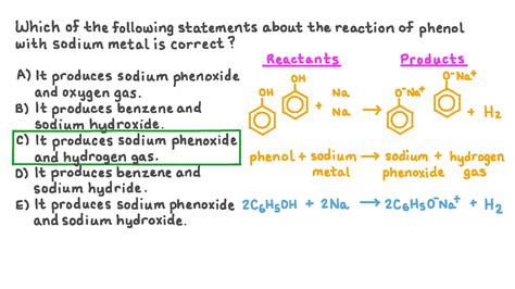 Question Video: Predicting the Products of the Reaction between Phenol and Sodium Metal | Nagwa