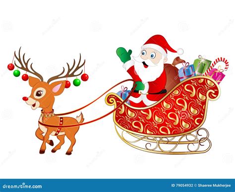 Cartoon Santa Claus on Sleigh Stock Photo - Illustration of sleigh ...