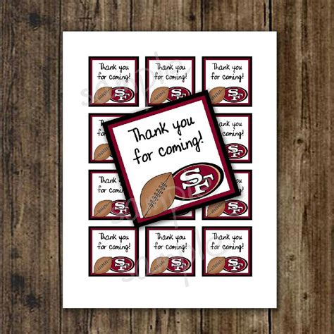 Labels for the favors SF 49ers 1st Birthday, Bday, Sf 49ers, Football Party, Super Bowl ...