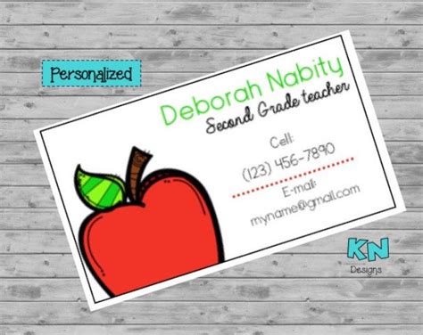 Teacher Business Cards Printable - Business Cards - Teaching Stationary - Custom Business Cards ...