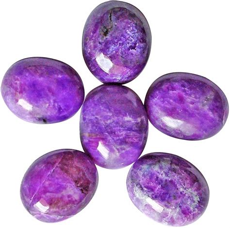 Authentic Gems 10X12 MM Beautiful Cabochon Oval Shape Natural Dark Purple South African Sugilite ...