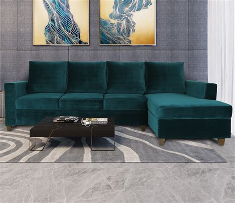 Buy Laura Right Aligned Sectional Sofa (Teal Upholstery) Online in ...