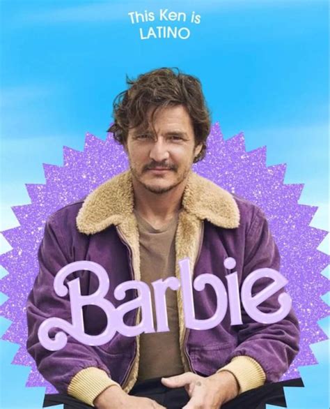 a man sitting on top of a chair in front of a blue background with the words barbie