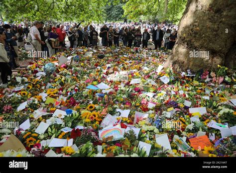 13th September 2022, Mourners leave tributes to Queen Elizabeth II at a ...