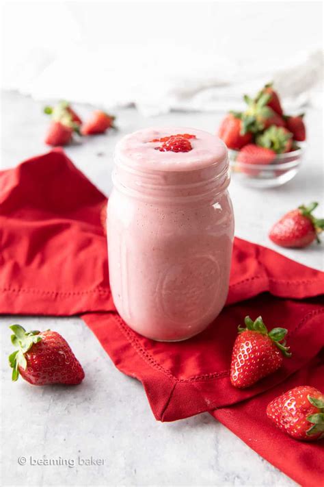 Strawberry Vegan Protein Shake Recipe - Beaming Baker