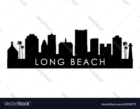 Long beach skyline silhouette black Royalty Free Vector