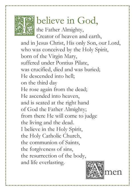 Apostles creed english catholic prayer card printable a4 etsy – Artofit