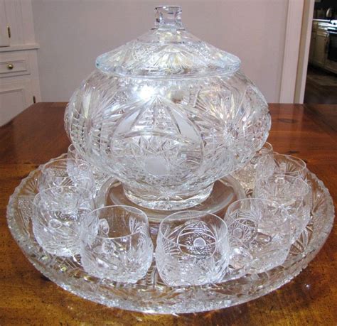 bohemian punch bowl sets | Stunning Bohemian Lead Crystal Lidded Punch ...