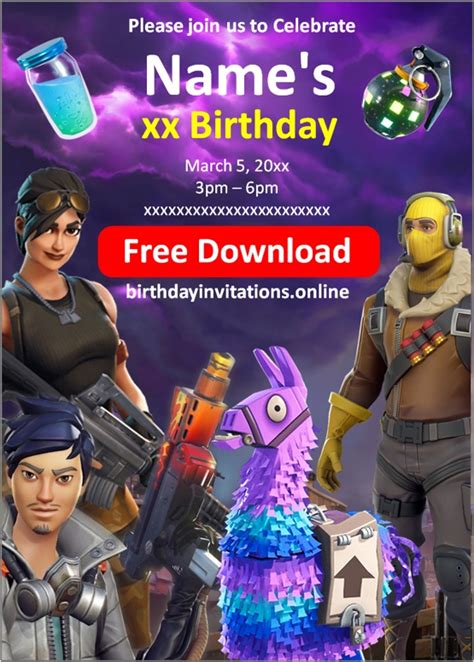 Fortnite Birthday Invitations Birthday Invitations