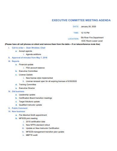 Executive Meeting Agenda - 15+ Examples, Format, How to Design, PDF