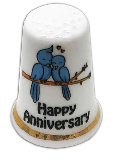 Happy Anniversary Love Birds Personalised Thimble | The Thimble Guild