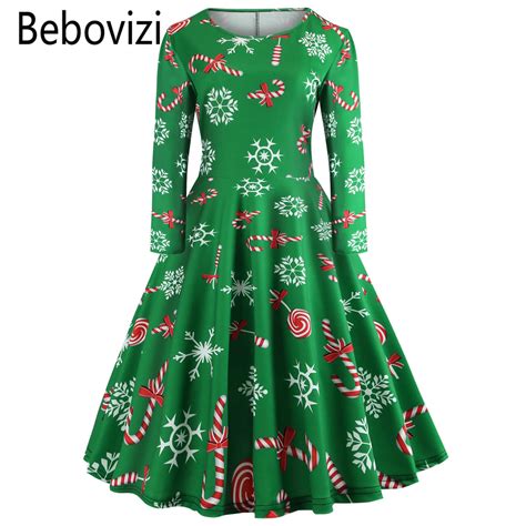 Green Christmas Plus Size Long Sleeve 2019 New Year Party Dress Vestido De Festa Girls Swing ...