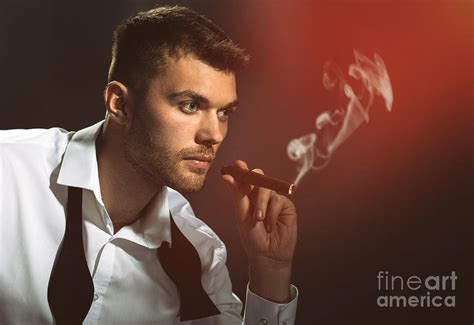 Male Model Smoking Cigar Photograph by Amanda Elwell