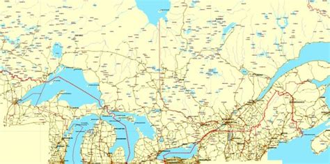 Quebec, Canada, Free Printable Map in Adobe Illustrator and PDF. Level 12 (5000 meter scale) map ...