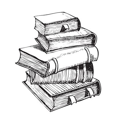 Pen Drawing A Pile Of Books Stock Illustration - Download Image Now - iStock