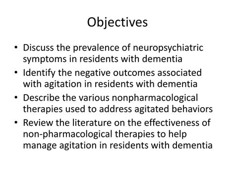 PPT - Non-pharmacological management of agitation in dementia ...