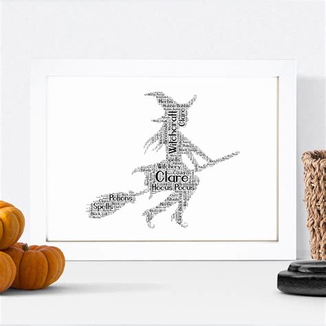 Personalised Witch Print Halloween Word Art Picture | Etsy