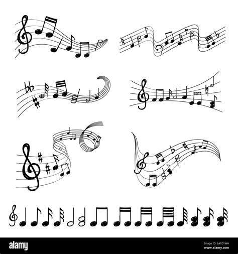 Musical note. Staff treble clef notes musician concept vector isolated on transparent background ...