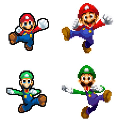 3DS to GBA Mario and Luigi sprites preview 1 by WahooMario on DeviantArt