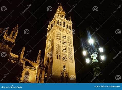 Giralda by night stock photo. Image of tower, christian - 8011402