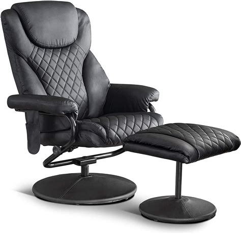 Mcombo Recliner with Ottoman, Reclining Chair with Massage, 360 Swivel Living Room Chair Faux ...