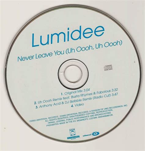 BabyBubba's Stash: Lumidee ‎– Never Leave You (Uh Oooh, Uh Oooh)