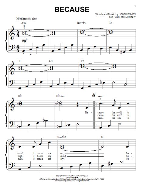 The Beatles "Because" Sheet Music Notes | Download Printable PDF Score ...