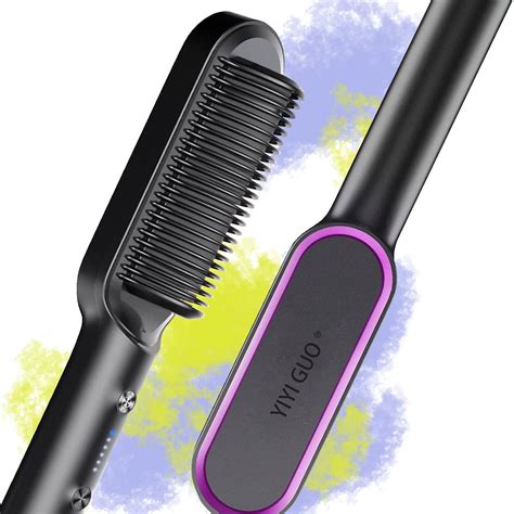 Hair Straightener Brush, Straightening Brush with 9 Temp Settings, 20s ...