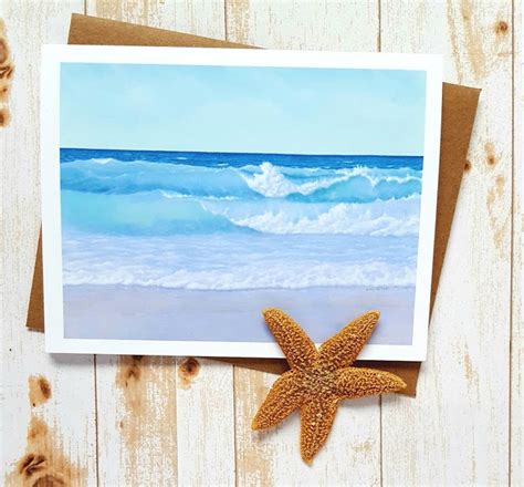 Nautical Card Ocean Art Maine Card Coastal Card Beach Art | Etsy