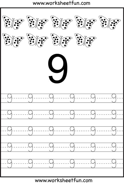 Number Tracing Worksheets For Kindergarten- 1-10 – Ten Worksheets ...