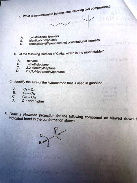 SOLVED:compounds? following two relationship botween What = constitutional isomers identical ...