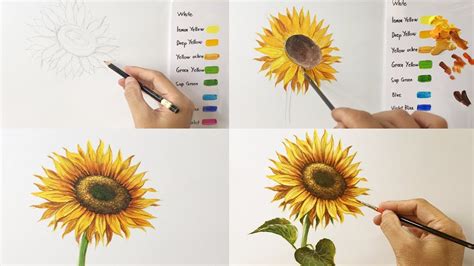 How To Paint A Sunflower in Acrylic - Step By Step Painting - PART 1 - YouTube