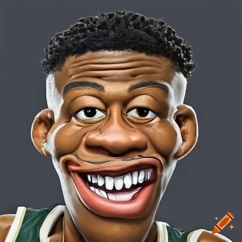 Caricature of giannis antetokounmpo making a funny face on Craiyon