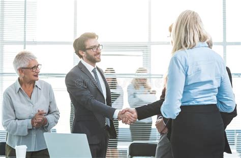 Business People Shaking Hands at an Office Meeting Stock Image - Image of communication ...