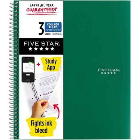 Five Star® College Ruled 3-Subject Notebook, 1 ct - Kroger