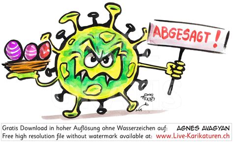 Virus Corona Osternest leeres Schild — www.Live-Karikaturen.ch